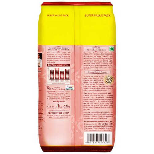 Daawat Basmati Rice - Super, 1 kg 250 gm Extra